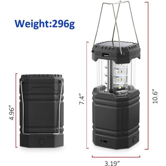 3000 Large Capacity Hand Crank Solar Camping Lantern, Portable Ultra Bright LED - Picture 6 of 6